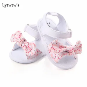 1 Pair Lytwtw's Children Baby Kids Boys girls Shoes Non-Slip Canvas Bowknot Toddlers Newborn Infantil sandals