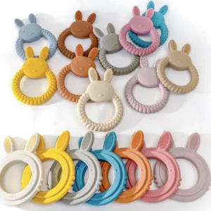 1Pc Baby Silicone Teether Toys Cartoon Rabbit Shape Teether Rodent Gum Pain Relief Teething Toy Kids Sensory Baby Toy