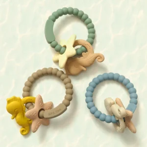 1Pcs Baby Silicone Teether Ring Baby Toy BPA Free Rattles Bracelet Cartoon Shape Newborn Baby Accessories Silicone Teething Toys