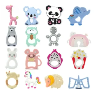 1PC Aniaml Silicone Teether Toys Necklace Accessories Infant Chew Silicone Beads Panda Unicorn Koala DIY Baby Teething BPA Free